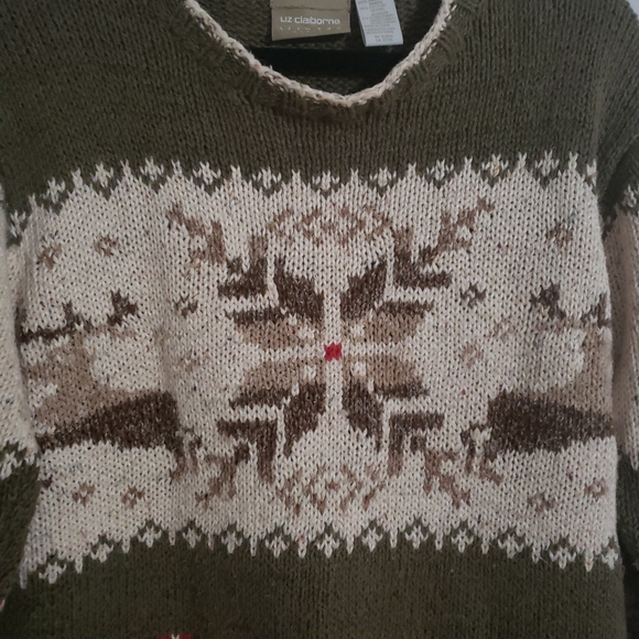 Liz Claiborne petite Snowflake deer sweater medium - Picture 2 of 6
